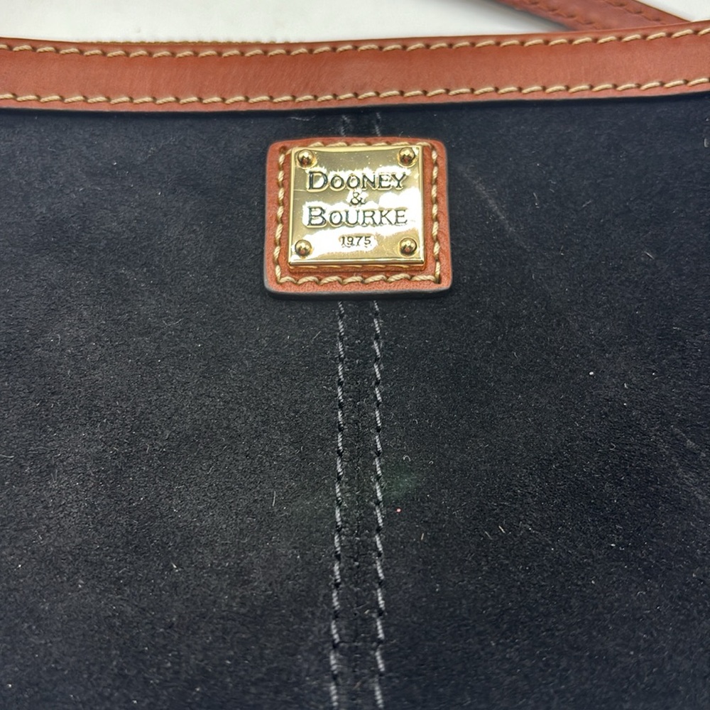 Dooney & Bourke black & tan Suede Large Slim Wristlet with side interior pocket - Picture 7 of 10